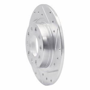 Dodge DART Brake Rotor (1) - Rear Right - R1 Concepts - Drilled & Slotted - Silver - `13-`16